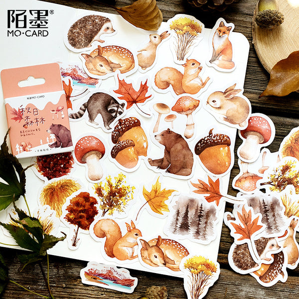 46 Pcs/pack Autumn Forest Party Adhesive Diy Stickers Decorative Album Diary Stick Label Decor Stationery Stickers