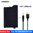 1200mAh 3.6V Replacement PSP Battery for Sony PSP2000 PSP3000 PSP S110 Gamepad For PlayStation Portable Controller Batteries