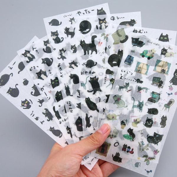 6 Sheets/pack Black Cat Decorative Stationery Stickers Scrapbooking Diy Diary Album Stick Lable