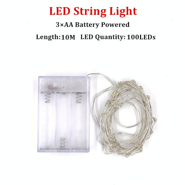 Fairy Lights AA Battery Powered 1M 10 2M 20 3M 30 5M 50 10M 100Leds Silver Led Copper Wire String Light Decorative Fairy Lights