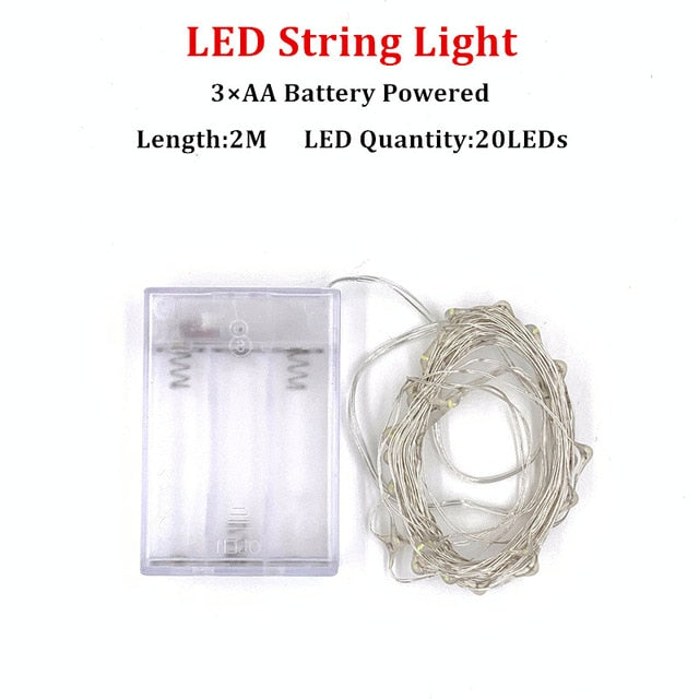 Fairy Lights AA Battery Powered 1M 10 2M 20 3M 30 5M 50 10M 100Leds Silver Led Copper Wire String Light Decorative Fairy Lights