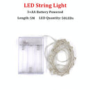 Fairy Lights AA Battery Powered 1M 10 2M 20 3M 30 5M 50 10M 100Leds Silver Led Copper Wire String Light Decorative Fairy Lights