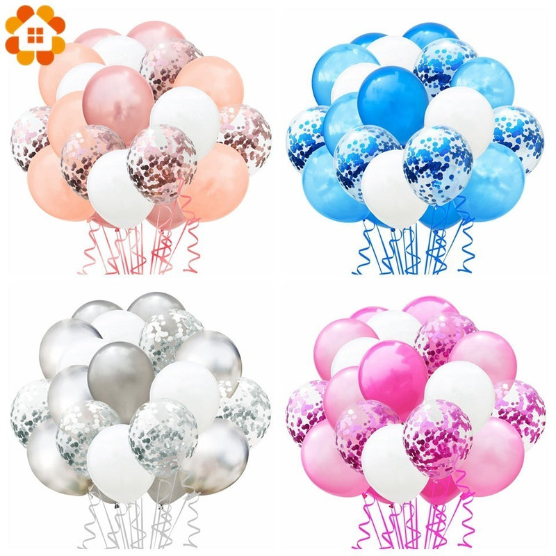 1 Set Metallic Confetti  Balloons With Ribbon