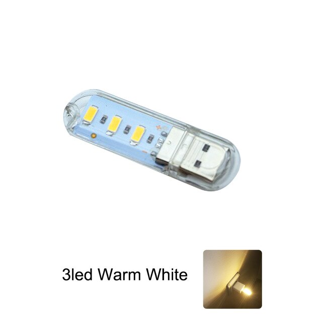 Mini Portable USB LED Book Light DC5V Ultra Bright Reading Book Lamp 3leds 8leds 24leds Lights For Power Bank PC Laptop Notebook