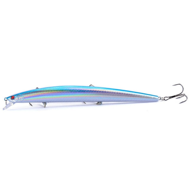 Best selling 1pcs 18cm 24g big long fish Minnow sea fishing lure bait 3D eyes Strong hooks lures for sea fishing