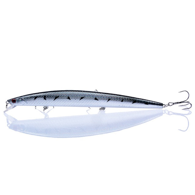 Best selling 1pcs 18cm 24g big long fish Minnow sea fishing lure bait 3D eyes Strong hooks lures for sea fishing