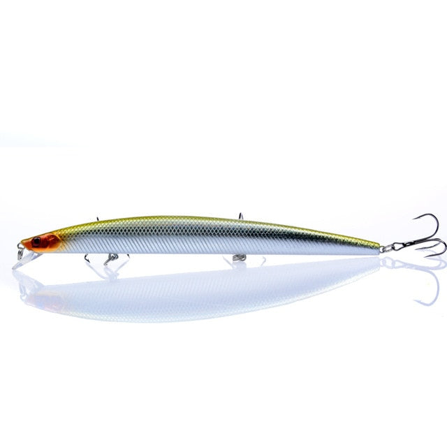 Best selling 1pcs 18cm 24g big long fish Minnow sea fishing lure bait 3D eyes Strong hooks lures for sea fishing