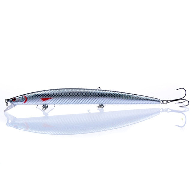 Best selling 1pcs 18cm 24g big long fish Minnow sea fishing lure bait 3D eyes Strong hooks lures for sea fishing