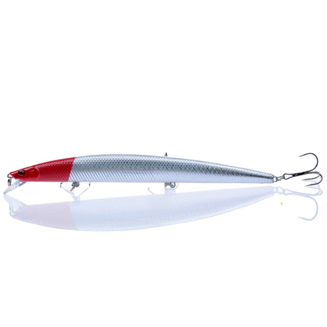 Best selling 1pcs 18cm 24g big long fish Minnow sea fishing lure bait 3D eyes Strong hooks lures for sea fishing