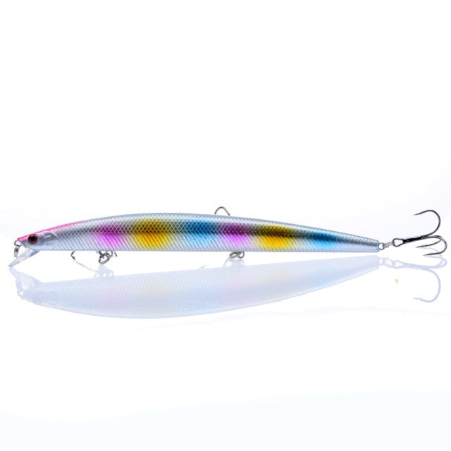 Best selling 1pcs 18cm 24g big long fish Minnow sea fishing lure bait 3D eyes Strong hooks lures for sea fishing