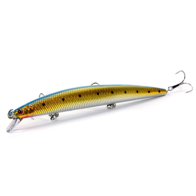 Best selling 1pcs 18cm 24g big long fish Minnow sea fishing lure bait 3D eyes Strong hooks lures for sea fishing