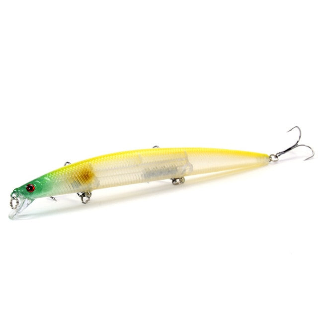 Best selling 1pcs 18cm 24g big long fish Minnow sea fishing lure bait 3D eyes Strong hooks lures for sea fishing