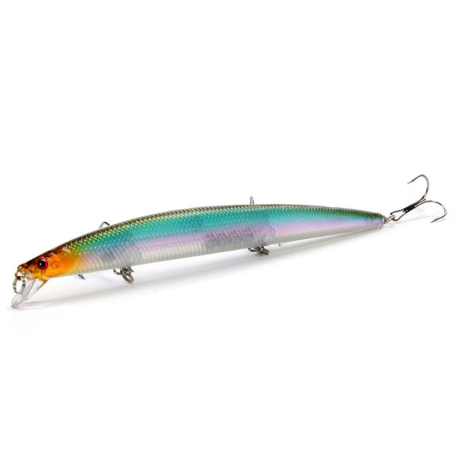 Best selling 1pcs 18cm 24g big long fish Minnow sea fishing lure bait 3D eyes Strong hooks lures for sea fishing