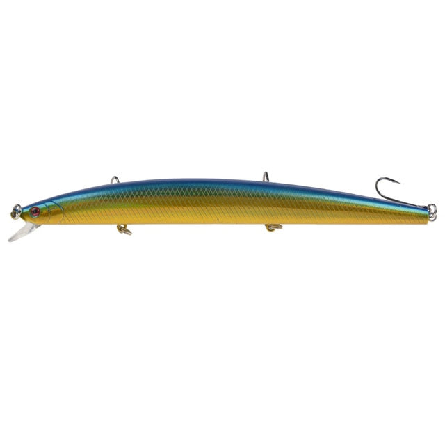 Best selling 1pcs 18cm 24g big long fish Minnow sea fishing lure bait 3D eyes Strong hooks lures for sea fishing