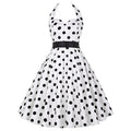 Women Polka Dot Print Summer Dress Sexy Retro White Halter Vintage Dress Plus Size Robe Femme Pin Up Rockabilly Party Dress