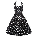 Women Polka Dot Print Summer Dress Sexy Retro White Halter Vintage Dress Plus Size Robe Femme Pin Up Rockabilly Party Dress