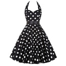 Women Polka Dot Print Summer Dress Sexy Retro White Halter Vintage Dress Plus Size Robe Femme Pin Up Rockabilly Party Dress