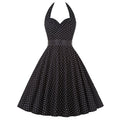 Women Polka Dot Print Summer Dress Sexy Retro White Halter Vintage Dress Plus Size Robe Femme Pin Up Rockabilly Party Dress