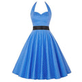 Women Polka Dot Print Summer Dress Sexy Retro White Halter Vintage Dress Plus Size Robe Femme Pin Up Rockabilly Party Dress