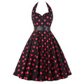 Women Polka Dot Print Summer Dress Sexy Retro White Halter Vintage Dress Plus Size Robe Femme Pin Up Rockabilly Party Dress