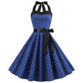 Women Polka Dot Print Summer Dress Sexy Retro White Halter Vintage Dress Plus Size Robe Femme Pin Up Rockabilly Party Dress