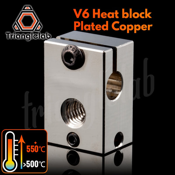 trianglelab PT100 V6 Plated Copper Heat Block For E3d V6 Hotend 3D Printer HeateD Block for Sensor Cartridge BMG Extruder TItan