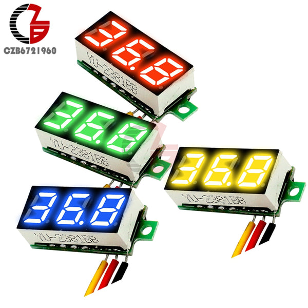 DC 0V-100V 0.28 inch LED Digital Voltmeter Voltage Meter Volt Detector Monitor Tester Panel Car 12V 24V Red Green Blue Yellow