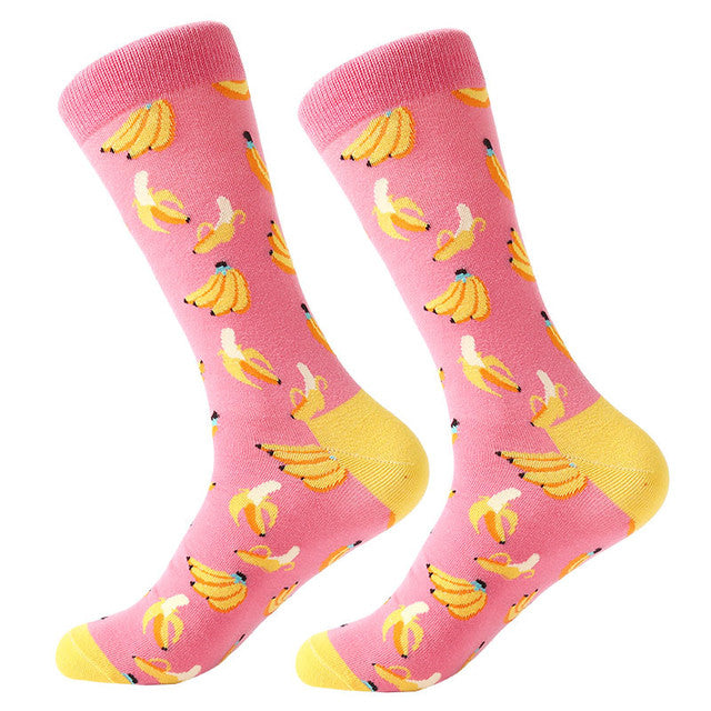 LETSBUY women socks combed cotton harajuku funny creative cartoon animal crew socks lady girls fruit dog bird chili men socks