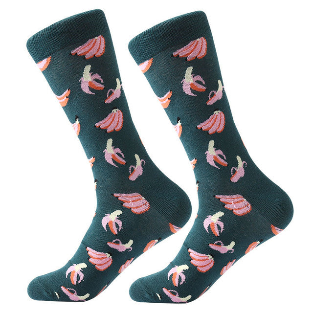 LETSBUY women socks combed cotton harajuku funny creative cartoon animal crew socks lady girls fruit dog bird chili men socks