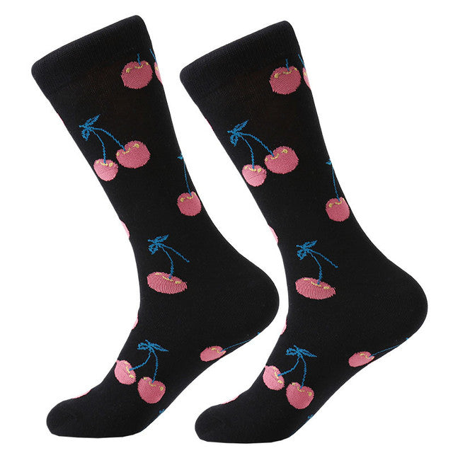 LETSBUY women socks combed cotton harajuku funny creative cartoon animal crew socks lady girls fruit dog bird chili men socks