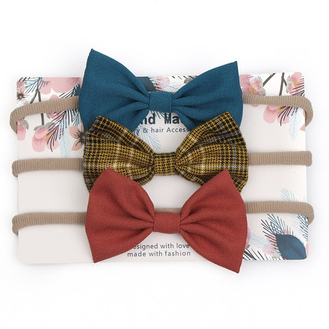 3pcs/lot Cute Bow Baby Headband for Girl Nylon Head Bands Turban Newborn Headbands Hairbands for Kids Baby Hair Accessories