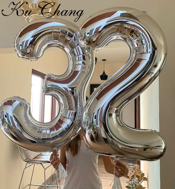 16/30/40 Inch 1PC Number Balloons Foil Balloons Gold Silver Rose Gold Baby Shower Decorations Wedding Birthday Party Decorations