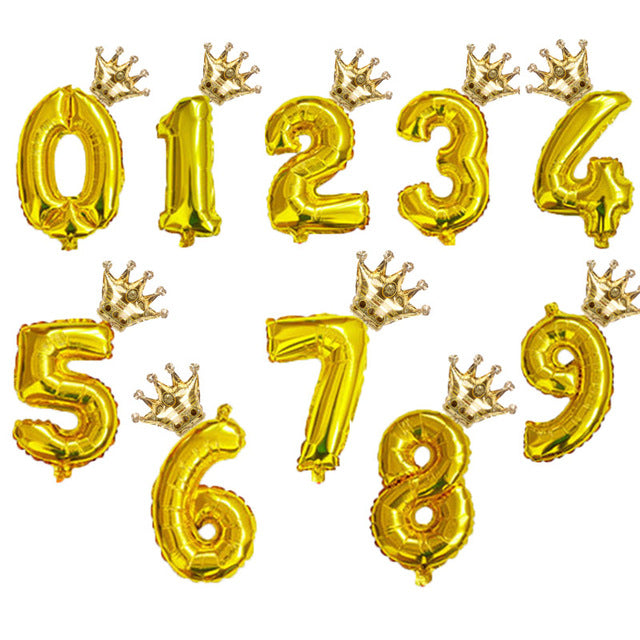 2pcs 32inch Digit Foil Balloons Number Air Balloon happy  Birthday Party Decorations Kids toy ball Ans Decoracao Coroa