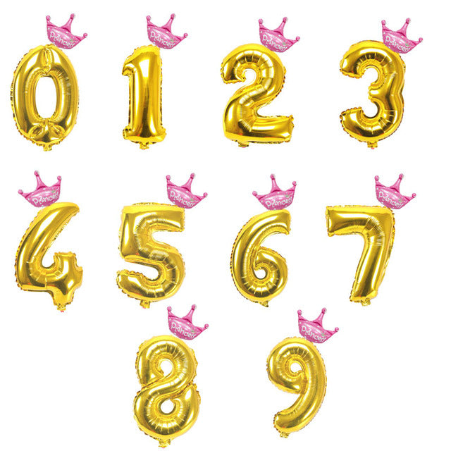 2pcs 32inch Digit Foil Balloons Number Air Balloon happy  Birthday Party Decorations Kids toy ball Ans Decoracao Coroa