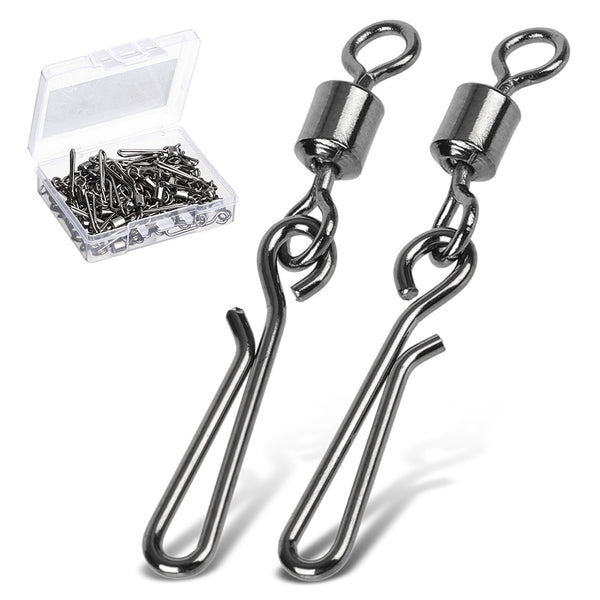 DONQL 10/20/50pcs Fishing Swivels Connector 2#-10# Interlock Pin Snap Rolling Swivel For Fishhook Lure Carp Fishing Accessories