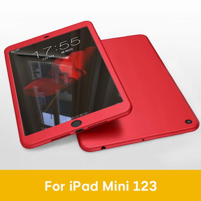 Case For iPad Air 1 2 3 mini 4 5 For iPad Pro 10.5 Silicone 360 Full Body Cover + Free Glass For iPad 2017 2018 9.7 5th 6th Case
