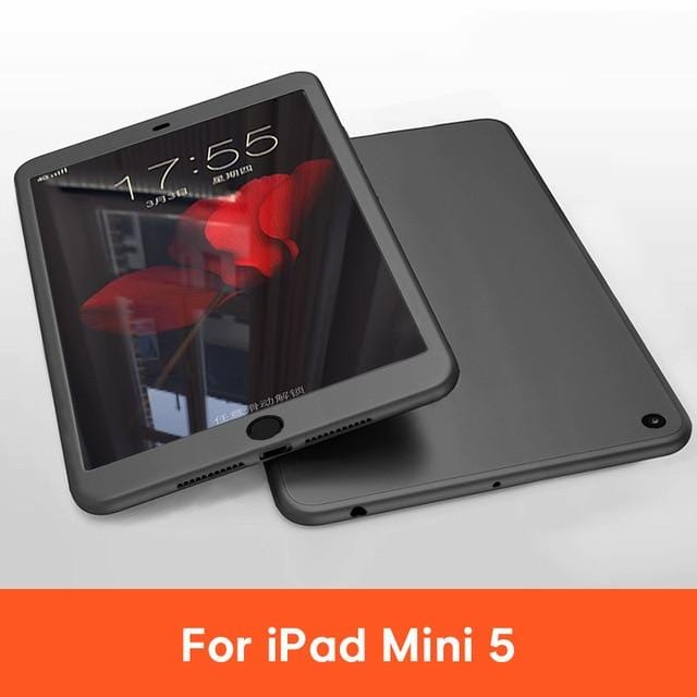 Case For iPad Air 1 2 3 mini 4 5 For iPad Pro 10.5 Silicone 360 Full Body Cover + Free Glass For iPad 2017 2018 9.7 5th 6th Case