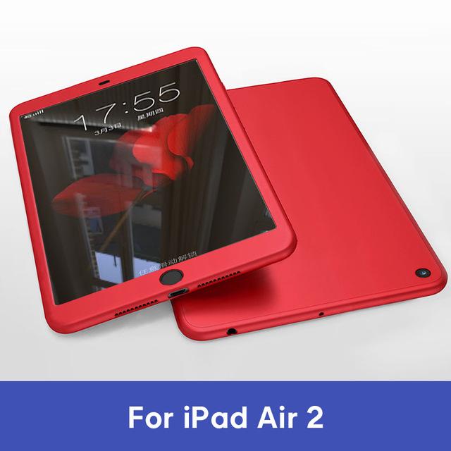 Case For iPad Air 1 2 3 mini 4 5 For iPad Pro 10.5 Silicone 360 Full Body Cover + Free Glass For iPad 2017 2018 9.7 5th 6th Case