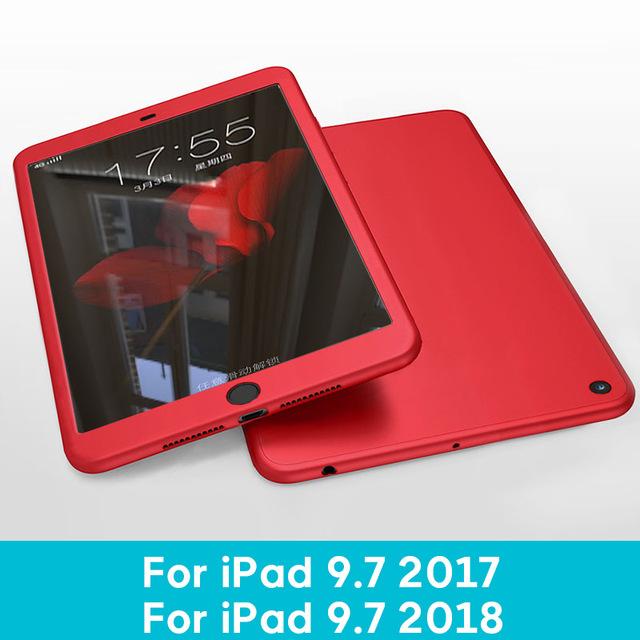 Case For iPad Air 1 2 3 mini 4 5 For iPad Pro 10.5 Silicone 360 Full Body Cover + Free Glass For iPad 2017 2018 9.7 5th 6th Case
