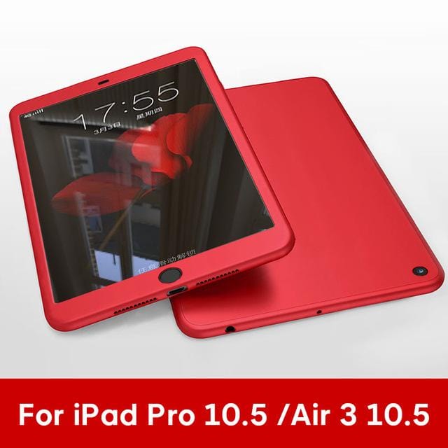 Case For iPad Air 1 2 3 mini 4 5 For iPad Pro 10.5 Silicone 360 Full Body Cover + Free Glass For iPad 2017 2018 9.7 5th 6th Case