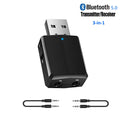 Electop USB Bluetooth 5.0 Transmitter Receiver 3 in 1 EDR Adapter Dongle 3.5mm AUX for TV PC Headphones Home Stereo Car Audio