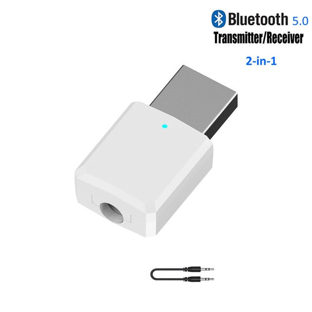 Electop USB Bluetooth 5.0 Transmitter Receiver 3 in 1 EDR Adapter Dongle 3.5mm AUX for TV PC Headphones Home Stereo Car Audio