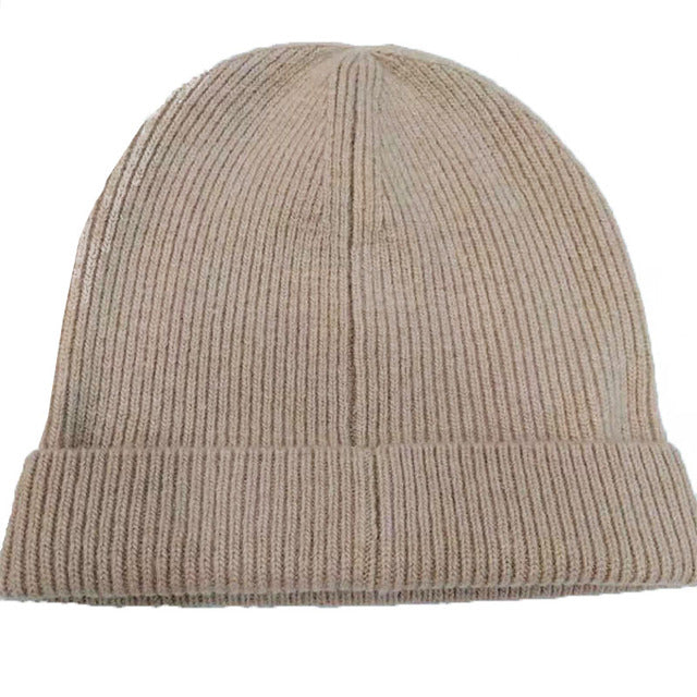 VISROVER  9 colorways new Autumn winter solid color real cashmere beanies for woman cashmere unisex Warm knitted hat wholesales