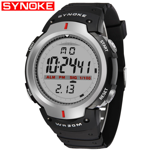 SYNOKE Kol Saati Watches Men 30M Waterproof Electronic LED Digital Outdoor Mens Sports Wrist Watches Stopwatch Relojes Hombre