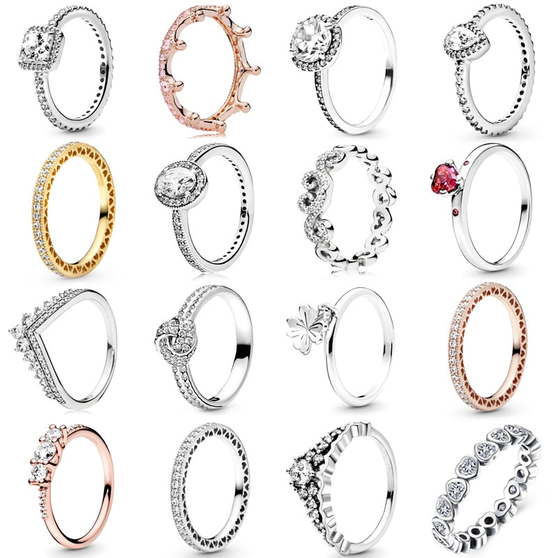 Octbyna Hot Sale Crown Finger Rings For Women Girls Sparkling Zircon Brand Rings Wedding Engagement Jewelry Gift Dropshipping