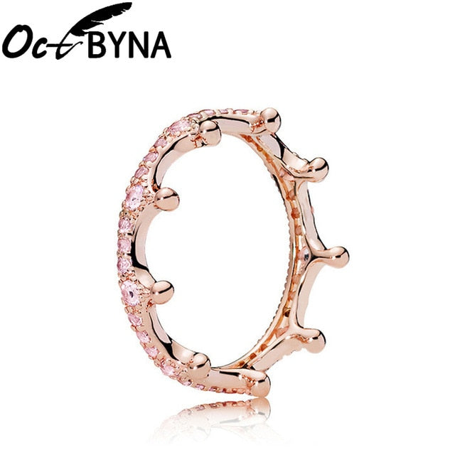 Octbyna Hot Sale Crown Finger Rings For Women Girls Sparkling Zircon Brand Rings Wedding Engagement Jewelry Gift Dropshipping
