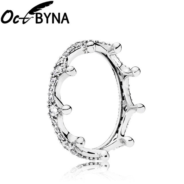 Octbyna Hot Sale Crown Finger Rings For Women Girls Sparkling Zircon Brand Rings Wedding Engagement Jewelry Gift Dropshipping