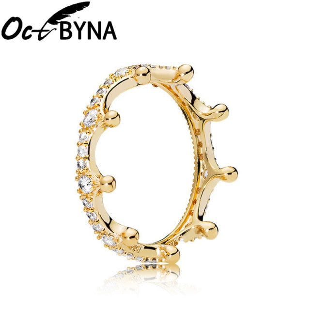 Octbyna Hot Sale Crown Finger Rings For Women Girls Sparkling Zircon Brand Rings Wedding Engagement Jewelry Gift Dropshipping