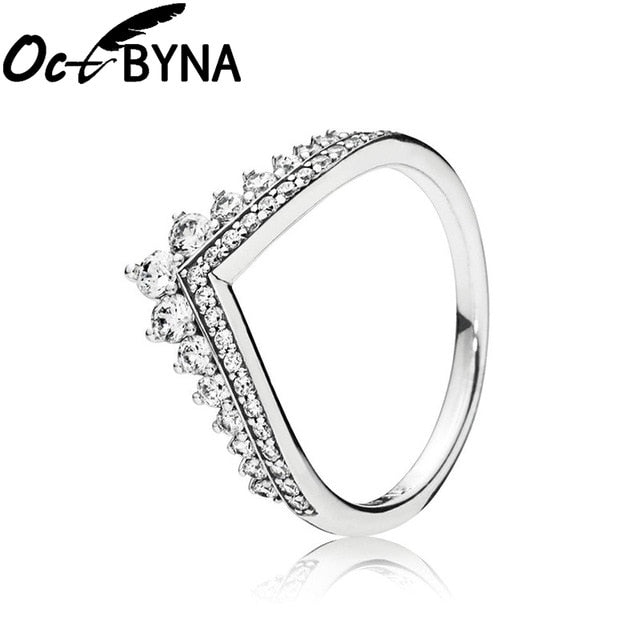 Octbyna Hot Sale Crown Finger Rings For Women Girls Sparkling Zircon Brand Rings Wedding Engagement Jewelry Gift Dropshipping