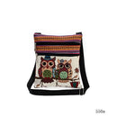 Miyahouse cute lady shoulder bag owl print messenger flap bag female mini canvas ladies bag double zipper ladies messenger bag